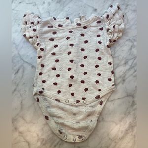 Kate Quinn Pointelle 0-3 Strawberry Bodysuit